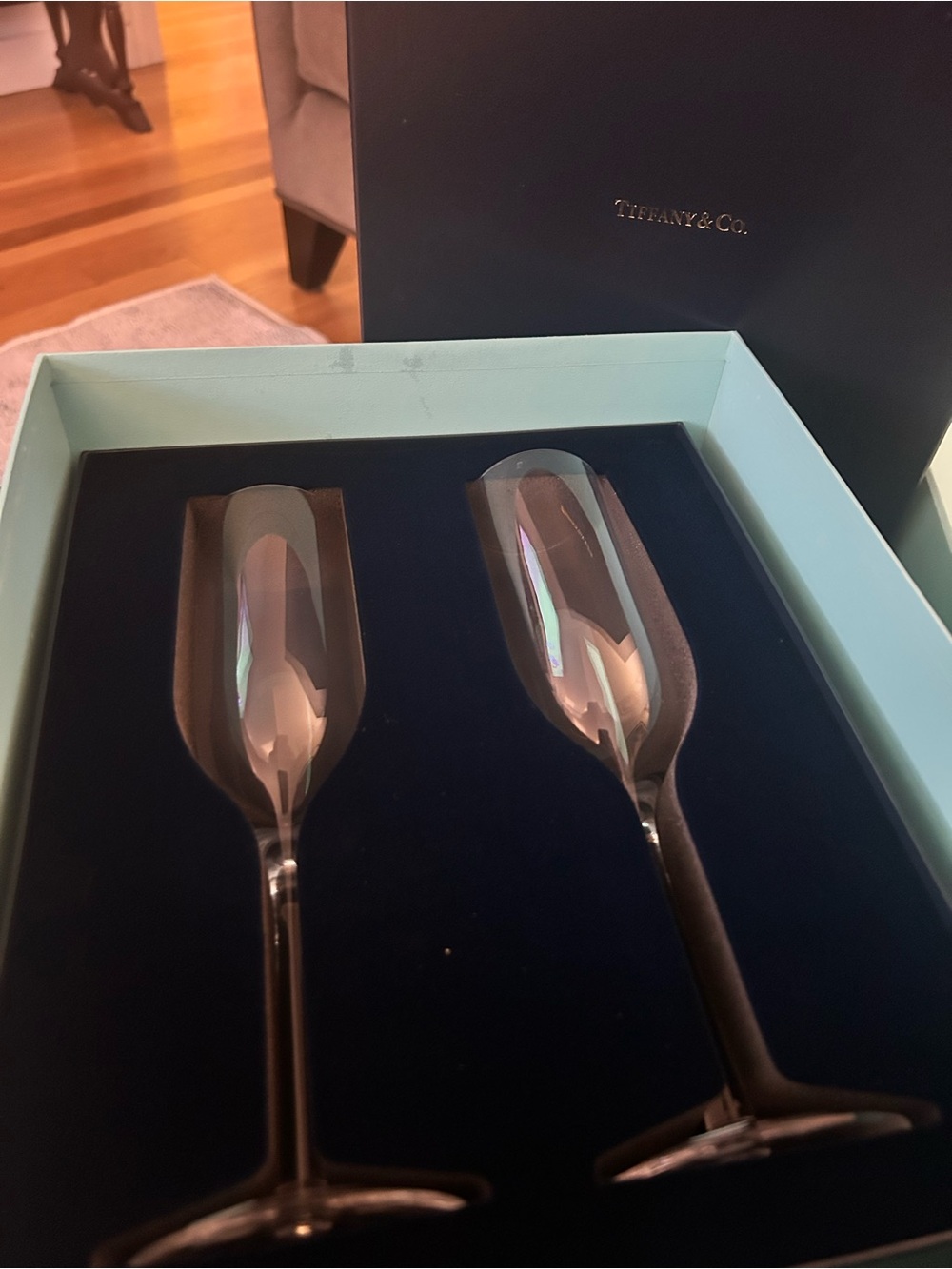 Tiffany & Co. Crystal Champagne Flutes Set of 2-Original Presentation Box - Picture 8 of 10